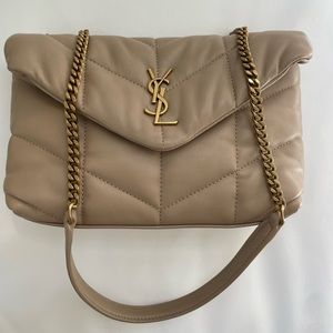 Authentic YSL Saint Laurent Toy Puffer Dark Beige Lambskin